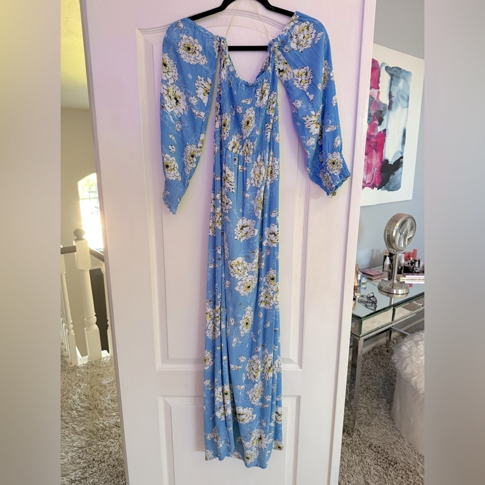 Floral Blue Maxi Dress  NNW Sz L